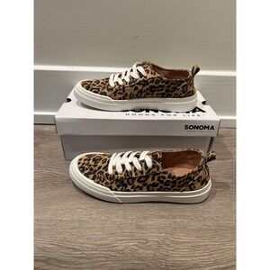 Sonoma Goods For Life Clemmie Leopard Print Girls Sneakers Size 4 Lace Up Shoes